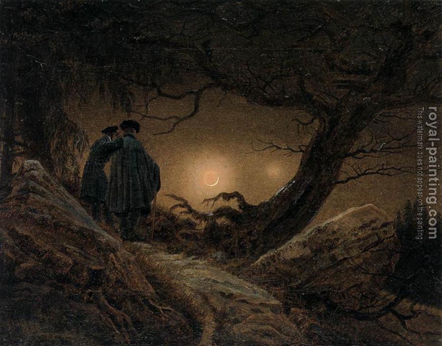 Caspar David Friedrich : Two Men Contemplating The Moon